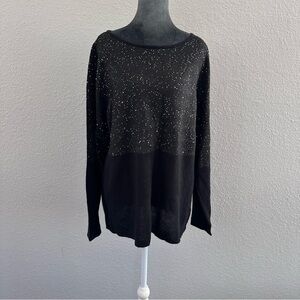 Pure Collection Gassato Black Cashmere Sparkle Sweater NWT Size 18